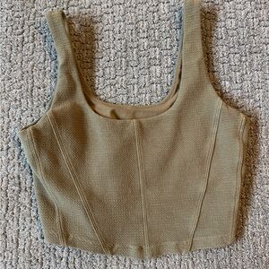 Aerie Cream Tan Fitted Bustier Crop Tank Top